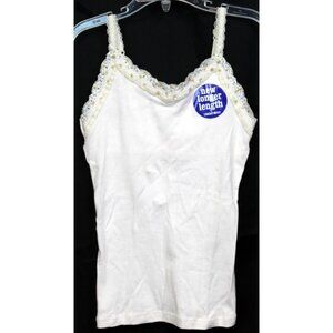 NEW Y2K Limited Too White Tank Top Cami Shirt sz 7 V-Neck Sequins Ribbon Lace